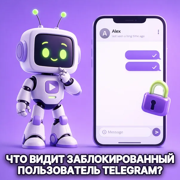 Робот держит телефон с заблокированным чатом