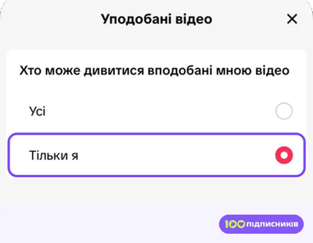 Вікно Уподобані відео з питанням Хто може дивитися вподобані мною відео в Тік Тоці на iPhone